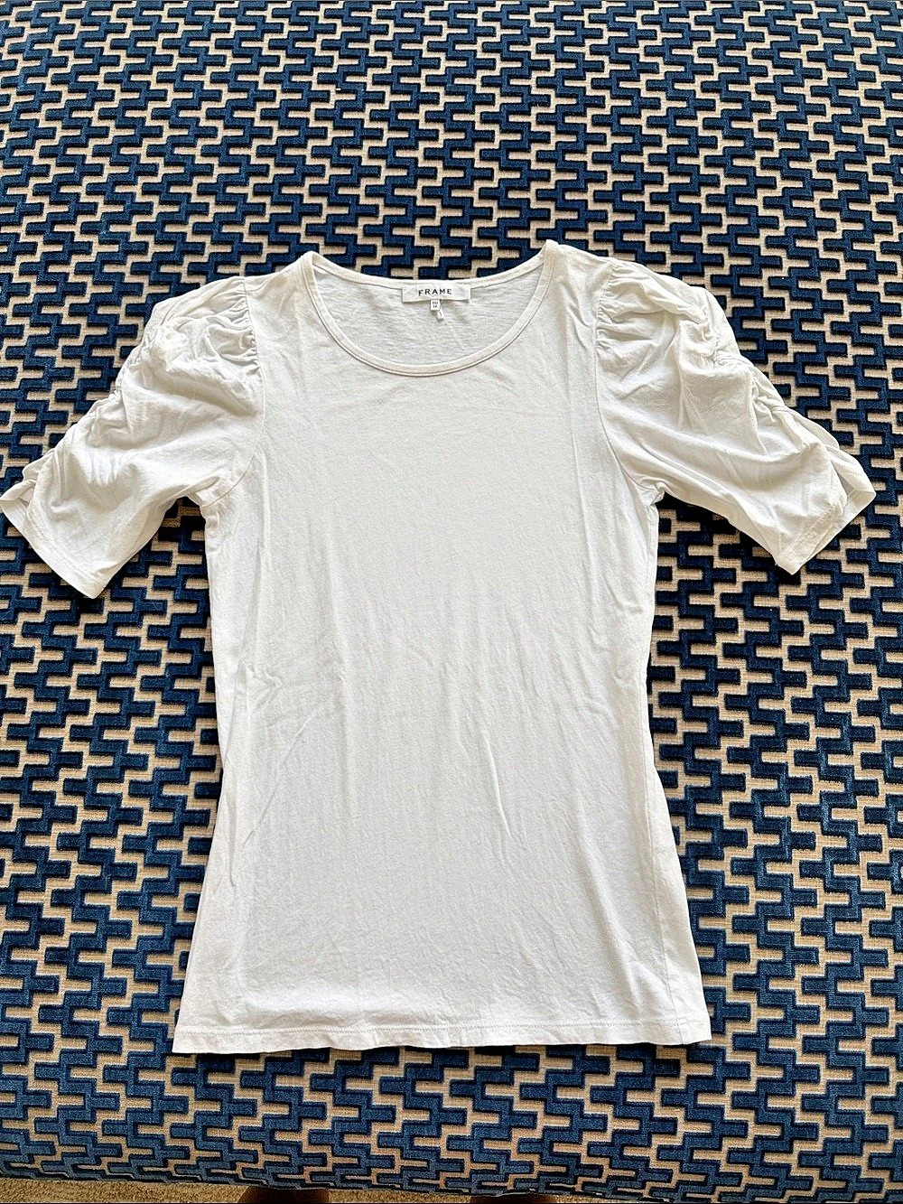 FRAME Ruched Sleeve Top White XS